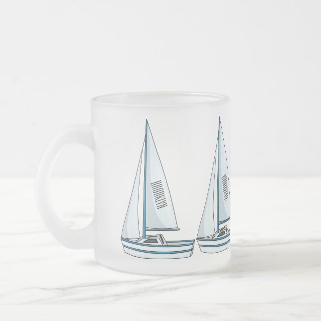 Taza De Cristal Esmerilado Ilustracion personalizado de velero (Izquierda)