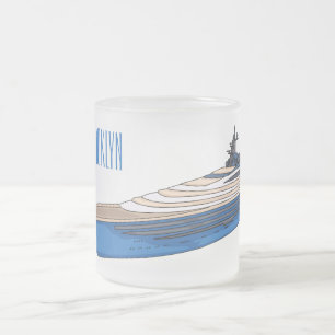 Taza De Cristal Esmerilado Ilustracion personalizado de yates