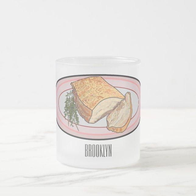Taza De Cristal Esmerilado Ilustracion personalizado del vientre de cerdo asa (Centro)