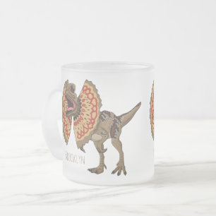Taza De Cristal Esmerilado Ilustracion personalizado Dilophosaurus