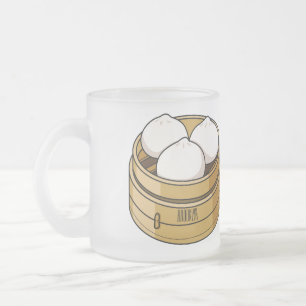 Taza De Cristal Esmerilado Ilustracion personalizado Dim sum