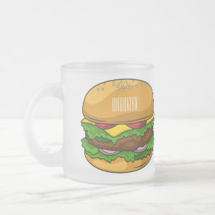 Taza De Cristal Esmerilado Ilustracion personalizado Hamburger