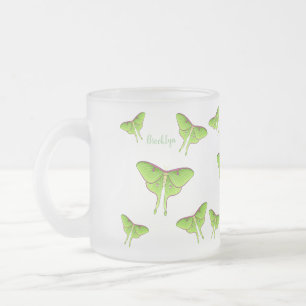 Taza De Cristal Esmerilado Ilustracion personalizado Luna Moth