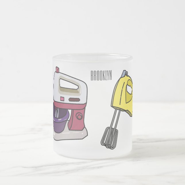 Taza De Cristal Esmerilado Ilustracion personalizado mezclador (Centro)