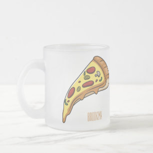 Taza De Cristal Esmerilado Ilustracion personalizado Pizza