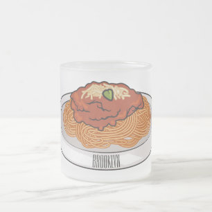 Taza De Cristal Esmerilado Ilustracion personalizado Spaghetti
