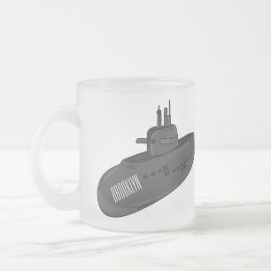 Taza De Cristal Esmerilado Ilustracion personalizado submarino