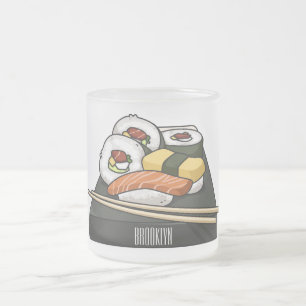 Taza De Cristal Esmerilado Ilustracion personalizado Sushi