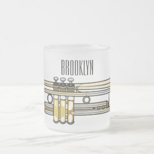 Taza De Cristal Esmerilado Ilustracion personalizado Trumpet