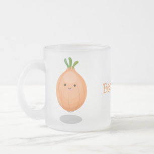 Taza De Cristal Esmerilado Ilustracion personalizado verde de cebolla marrón 
