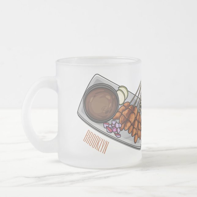 Taza De Cristal Esmerilado Ilustracion Satay personalizado (Izquierda)