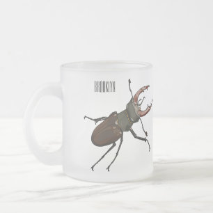 Taza De Cristal Esmerilado Ilustracion Stag beetle personalizado