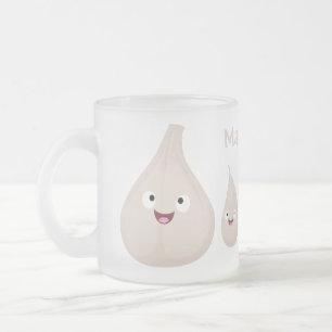 Taza De Cristal Esmerilado Ilustracion vegetal de personalizado de ajo dulce
