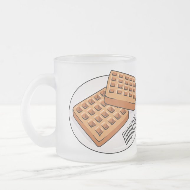 Taza De Cristal Esmerilado Ilustracion Waffle personalizado (Izquierda)