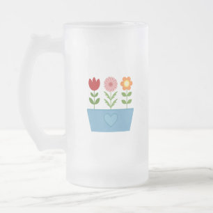 Taza De Cristal Esmerilado Ilustraciones de flores en un lienzo de caja de la