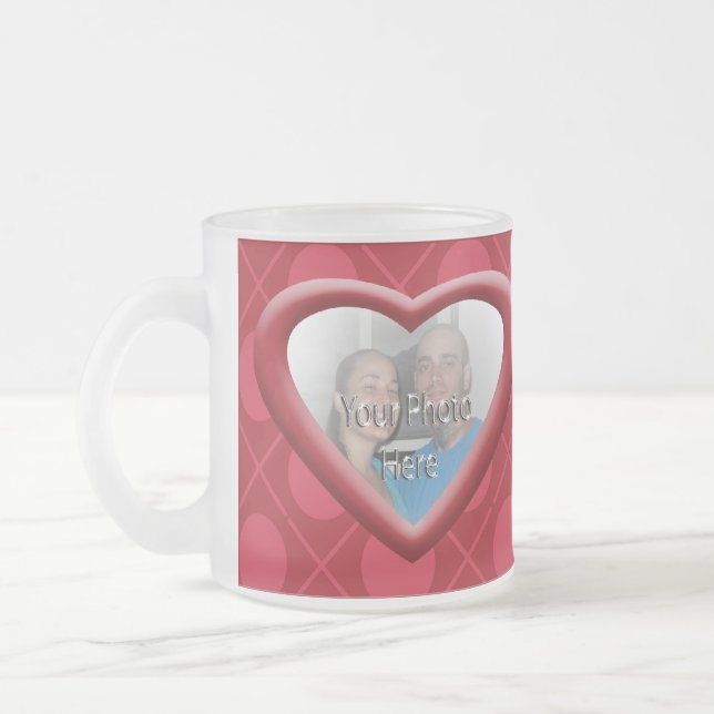 Taza De Cristal Esmerilado Imagen de XOXO Heart Hugs & Kiss Personalizable (Izquierda)