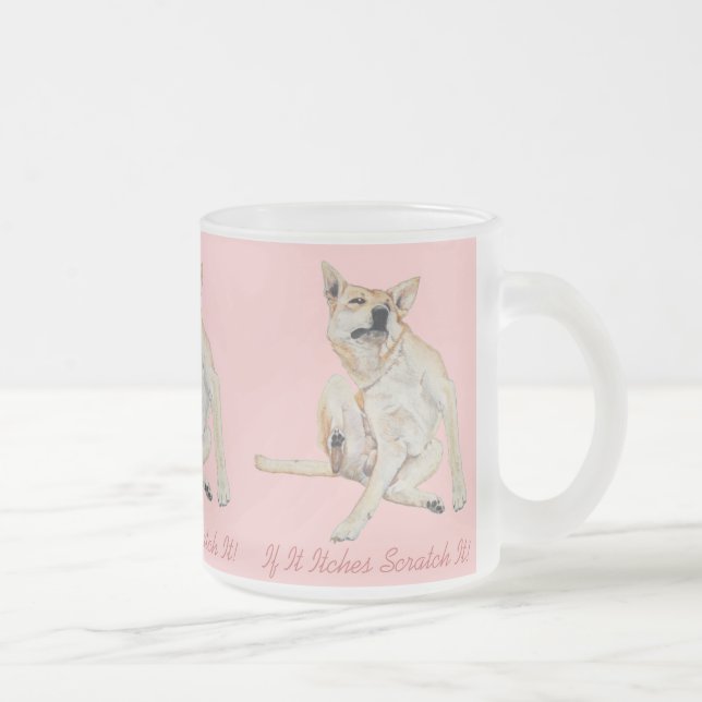 Taza De Cristal Esmerilado imagen divertida de un perro picante raspando con  (Derecha)