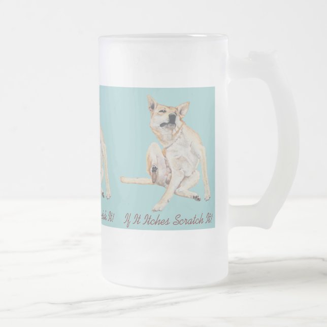 Taza De Cristal Esmerilado imagen divertida de un perro picante raspando con  (Derecha)