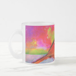 Taza De Cristal Esmerilado Impresión artística de ensueño de aves cósmicas"