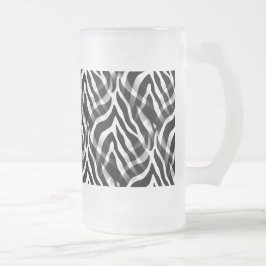 Taza De Cristal Esmerilado Impresión blanco y negro elegante de las rayas de