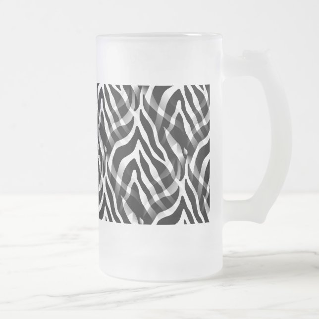 Taza De Cristal Esmerilado Impresión blanco y negro elegante de las rayas de (Derecha)