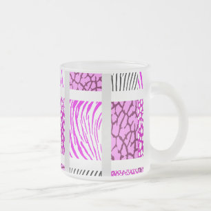 Taza De Cristal Esmerilado Impresión mixta de animales blancos y rosados