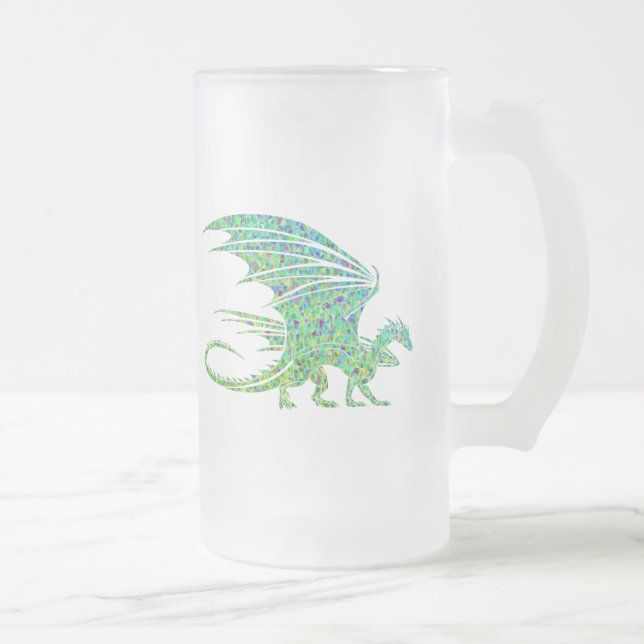 Taza De Cristal Esmerilado Impresionante mosaico del Dragón Verde (Derecha)