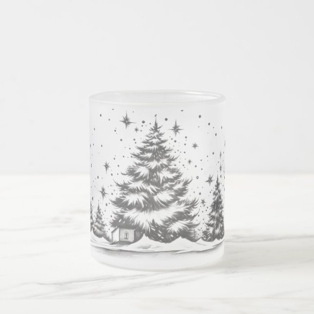 Taza De Cristal Esmerilado Impresiones de tinta etérea: línea de tinta en vid (Centro)
