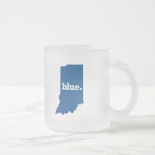 TAZA DE CRISTAL ESMERILADO INDIANA ESTADO AZUL