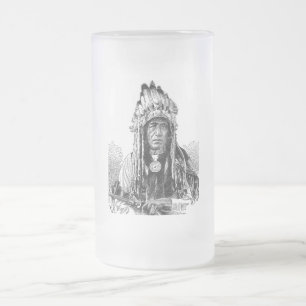 Taza De Cristal Esmerilado Indio americano