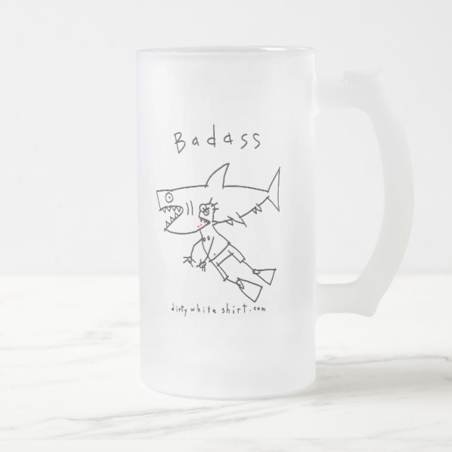 Taza De Cristal Esmerilado Individuo del tiburón de Badass (Derecha)