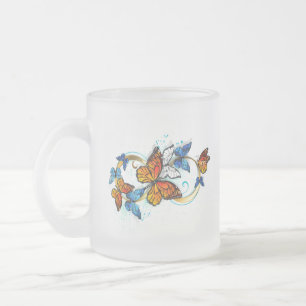 Taza De Cristal Esmerilado Infinidad de mariposas monarca