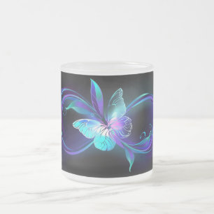Taza De Cristal Esmerilado Infinito brillante con mariposa mágica