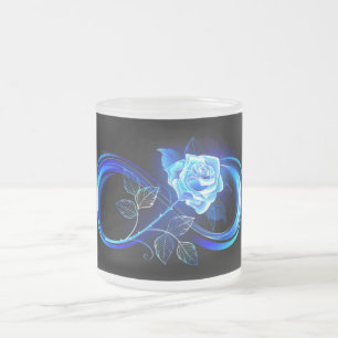 Taza De Cristal Esmerilado Infinito brillante con rosa azul