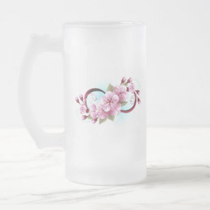 Taza De Cristal Esmerilado Infinito con las flores de flores de Sakura Blosso