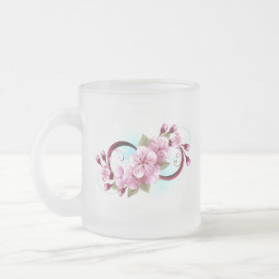 Taza De Cristal Esmerilado Infinito con las flores de flores de Sakura Blosso