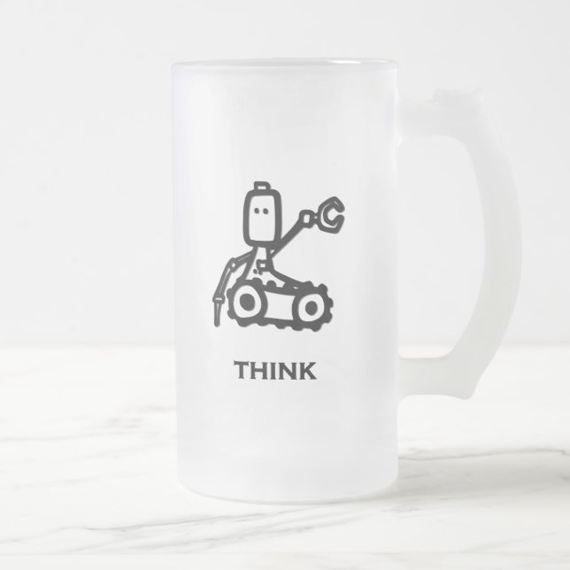 Taza De Cristal Esmerilado Ingeniero Bot Think (Derecha)