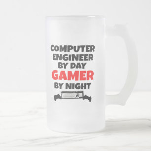 Taza De Cristal Esmerilado Ingeniero de computadoras Gamer