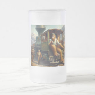 Taza De Cristal Esmerilado Ingeniero de trenes de pie