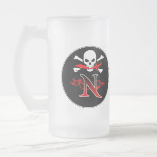 Taza De Cristal Esmerilado Inicial de Monograma Jolly Roger N