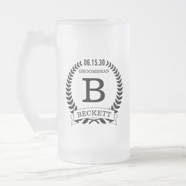 Taza De Cristal Esmerilado Iniciales de Groomsman (Izquierda)
