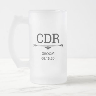Taza De Cristal Esmerilado Iniciales del novio