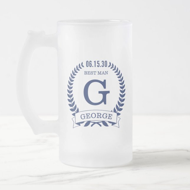 Taza De Cristal Esmerilado Iniciales del Padrino (Izquierda)