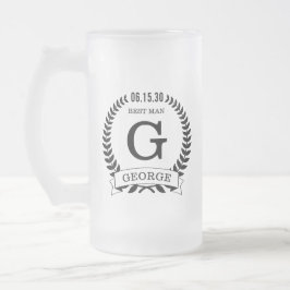Taza De Cristal Esmerilado Iniciales del Padrino