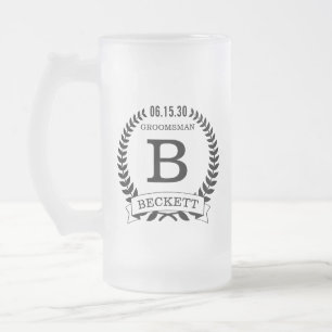Taza De Cristal Esmerilado Iniciales del padrino de bodas