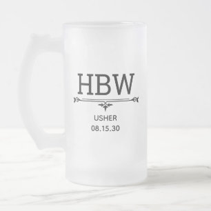 Taza De Cristal Esmerilado Iniciales del ujier