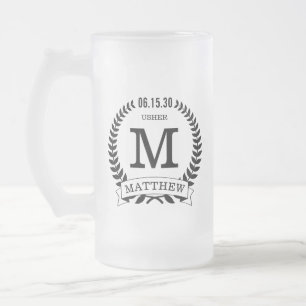 Taza De Cristal Esmerilado Iniciales del ujier
