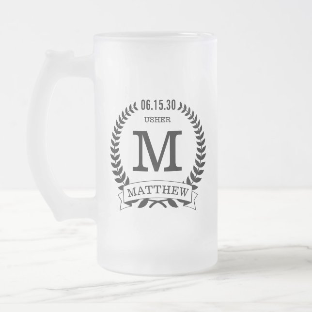 Taza De Cristal Esmerilado Iniciales del ujier (Izquierda)