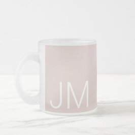 Taza De Cristal Esmerilado Iniciales monogramadas rosadas sobredimensionadas