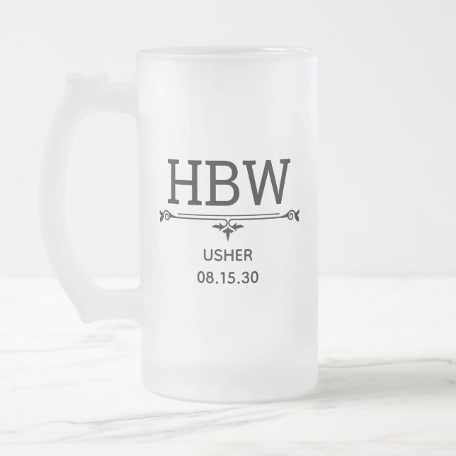 Taza De Cristal Esmerilado Iniciales Usher (Izquierda)